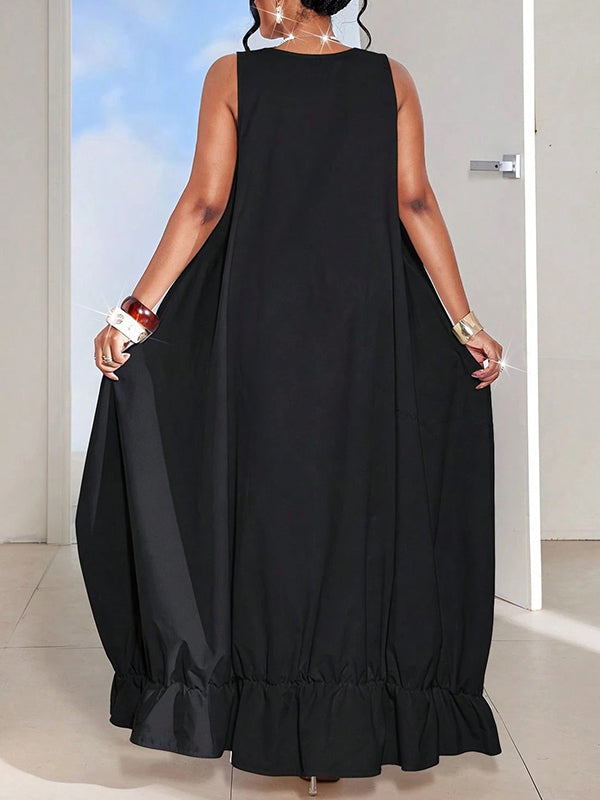 Ruffle-Hem Sleeveless Dress