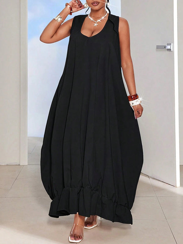 Ruffle-Hem Sleeveless Dress