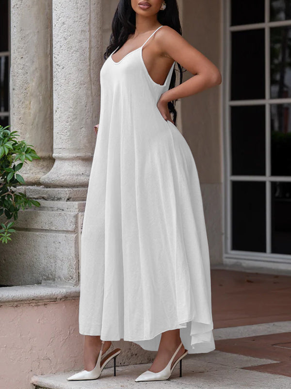 Solid Boat-Neck Tee with Cami Dress