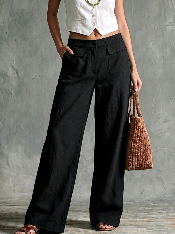 Solid Wide-Leg Pants
