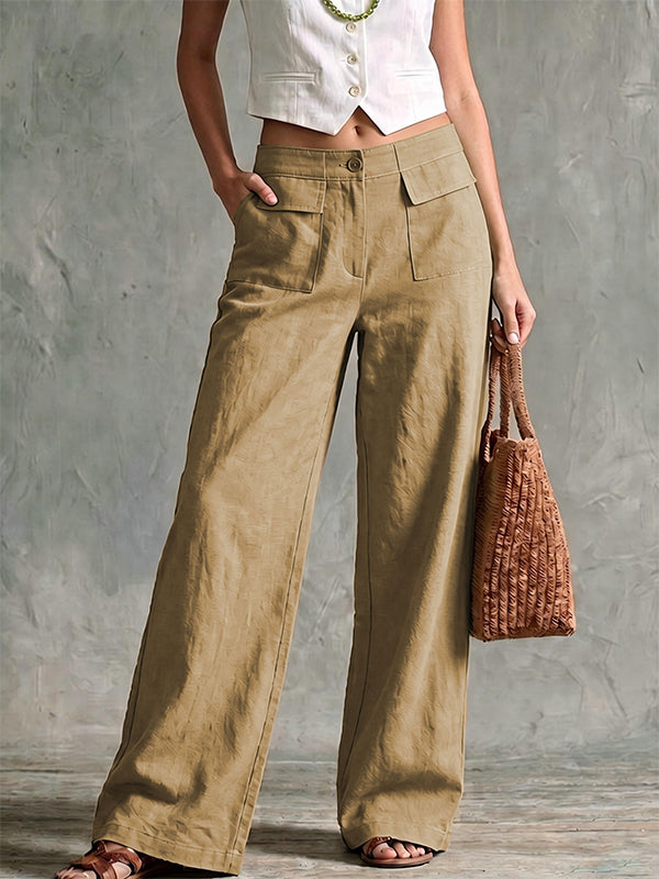 Solid Wide-Leg Pants
