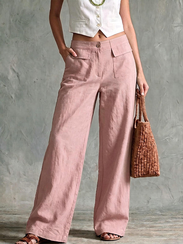 Solid Wide-Leg Pants