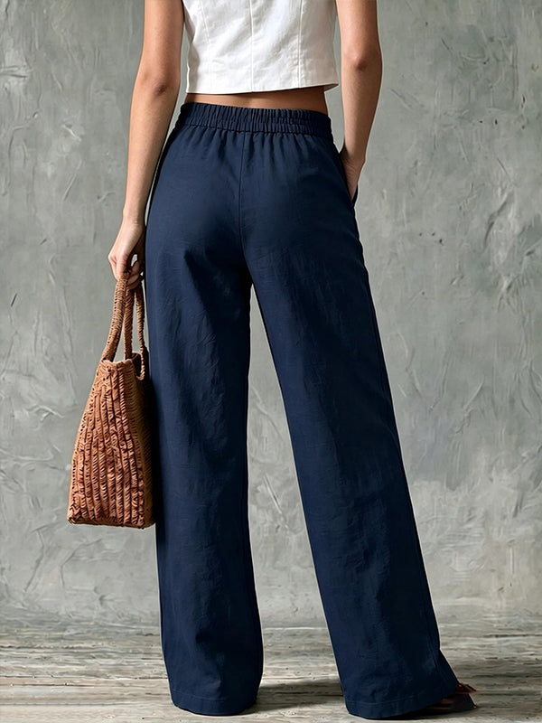 Solid Wide-Leg Pants