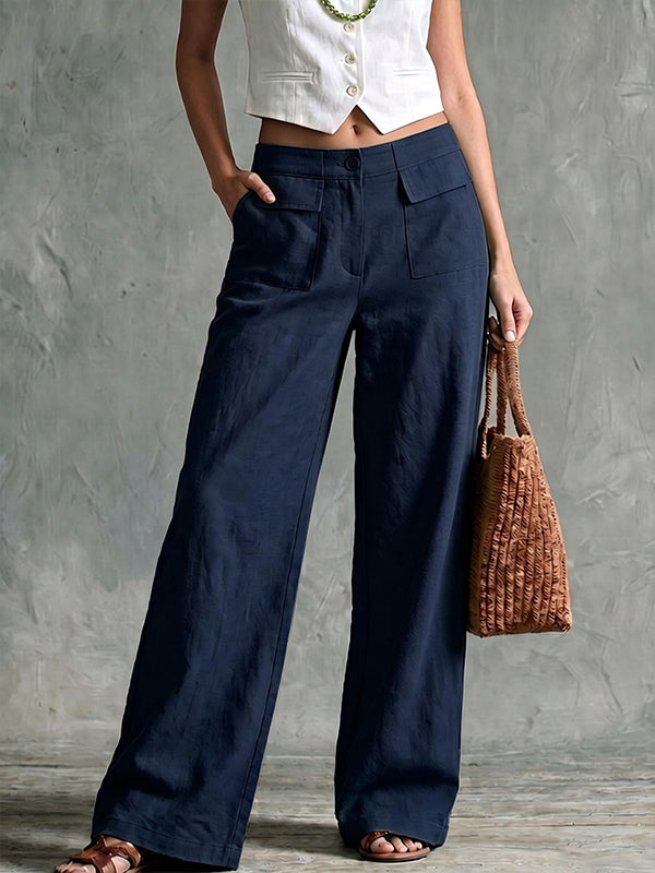 Solid Wide-Leg Pants