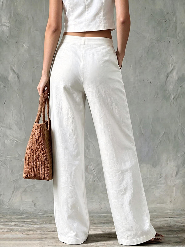 Solid Wide-Leg Pants