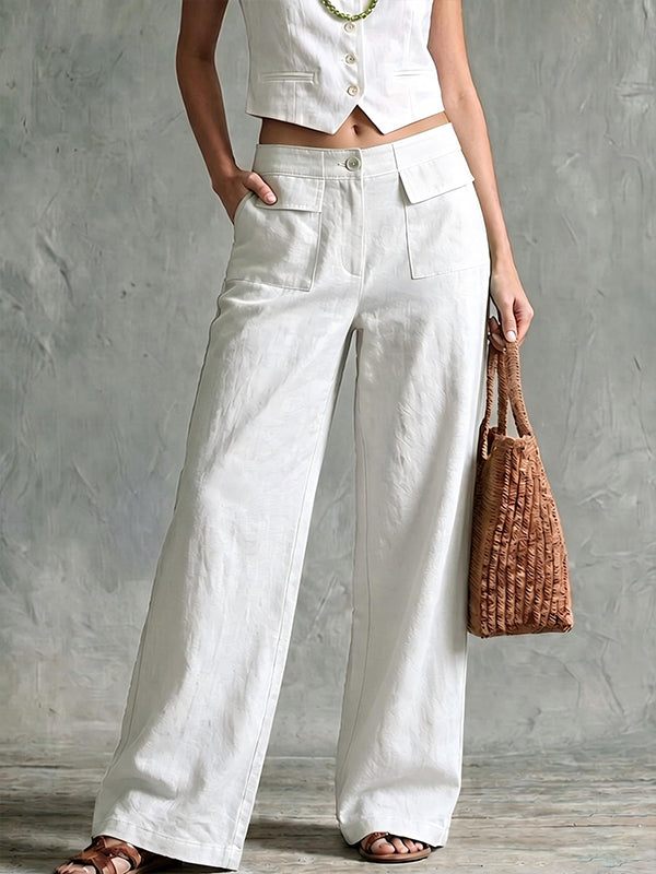 Solid Wide-Leg Pants