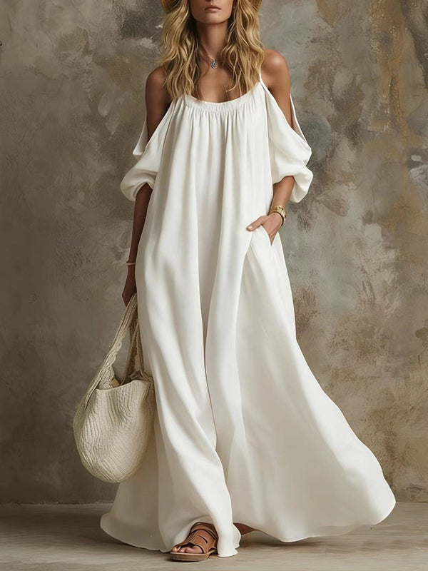 Solid Cold-Shoulder Cami Dress