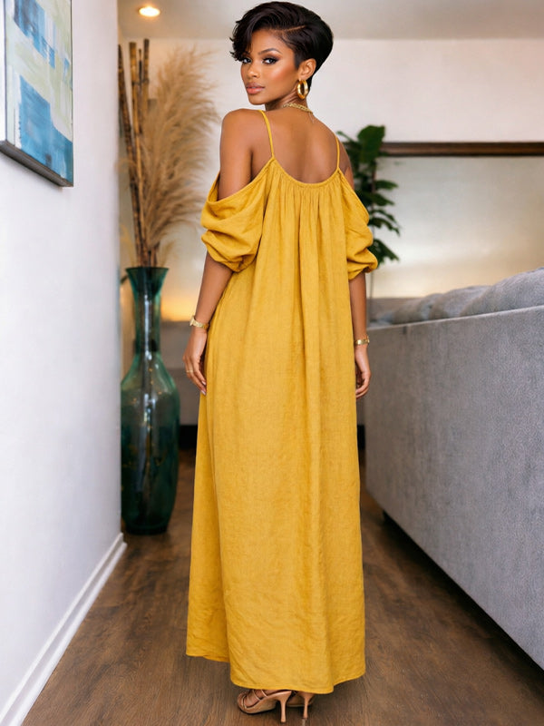 Solid Cold-Shoulder Cami Dress