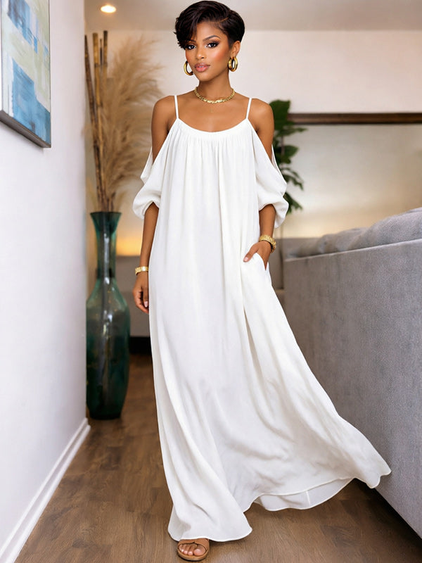 Solid Cold-Shoulder Cami Dress