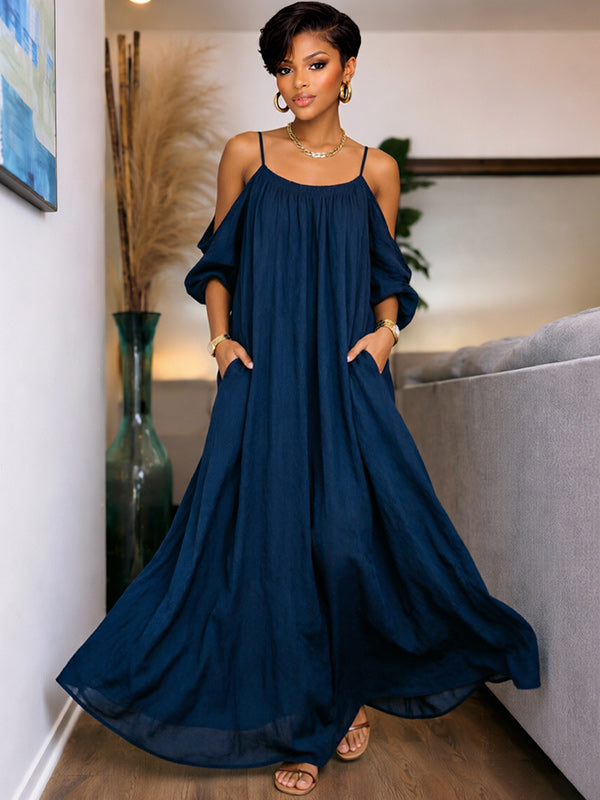 Solid Cold-Shoulder Cami Dress