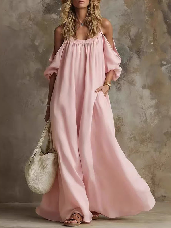 Solid Cold-Shoulder Cami Dress