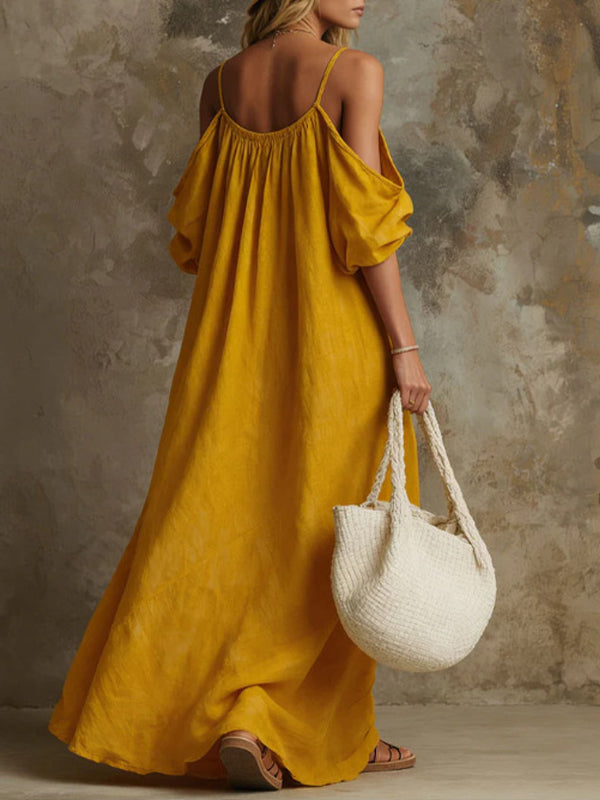 Solid Cold-Shoulder Cami Dress