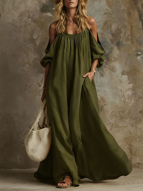 Solid Cold-Shoulder Cami Dress
