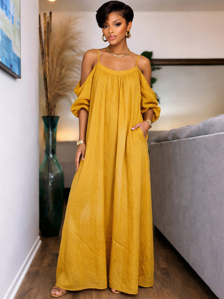 Solid Cold-Shoulder Cami Dress