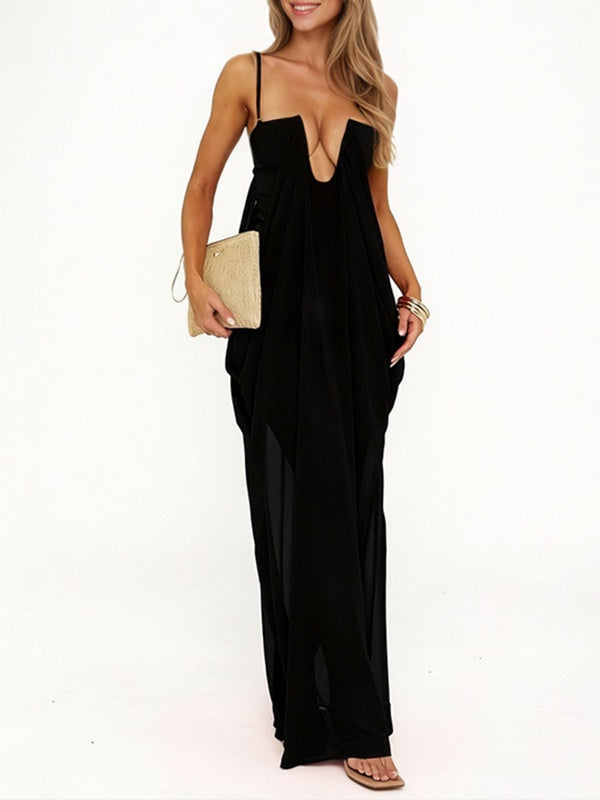 Sheer-Combo Cami Dress