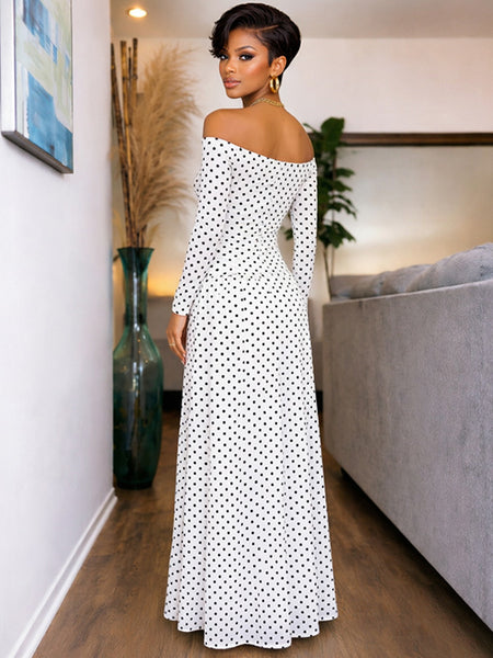 Dot Off-Shoulder Maxi Dress