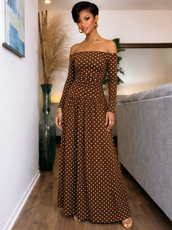 Dot Off-Shoulder Maxi Dress