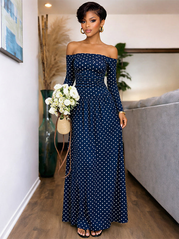 Dot Off-Shoulder Maxi Dress
