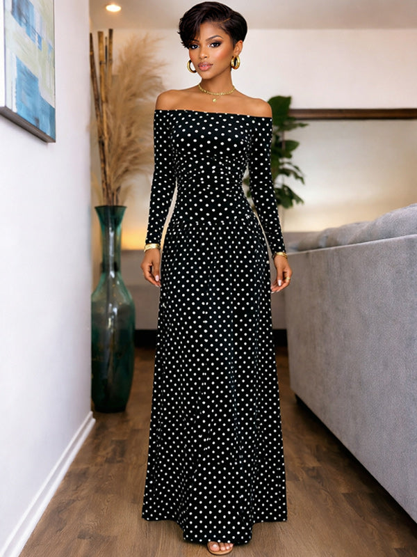 Dot Off-Shoulder Maxi Dress