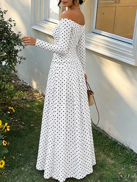 Dot Off-Shoulder Maxi Dress