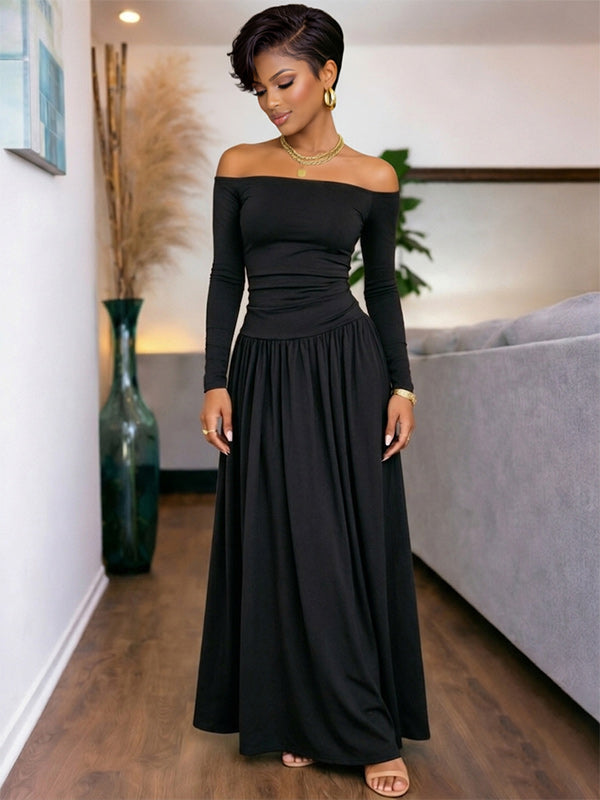 Dot Off-Shoulder Maxi Dress