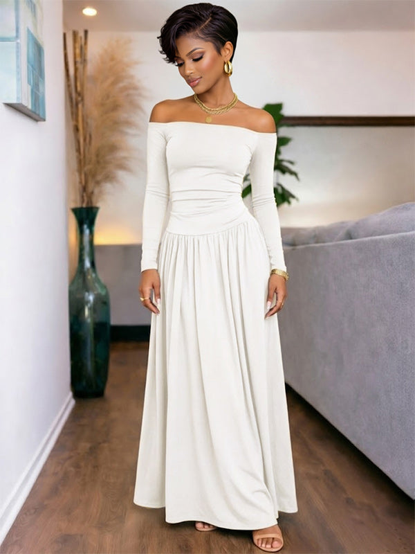 Dot Off-Shoulder Maxi Dress