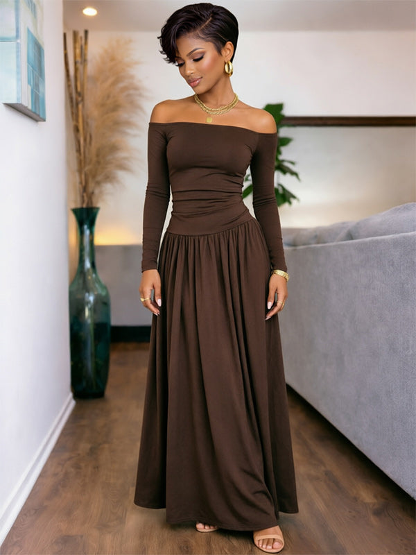 Dot Off-Shoulder Maxi Dress