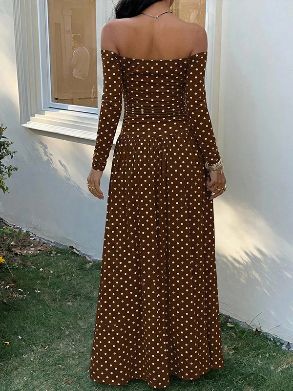 Dot Off-Shoulder Maxi Dress