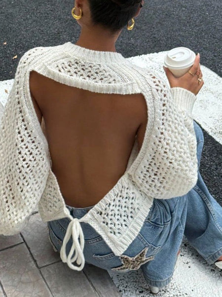 Open-Back Tied Sweater
