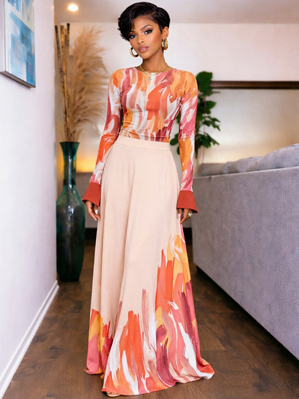 Printed Combo Maxi Dress