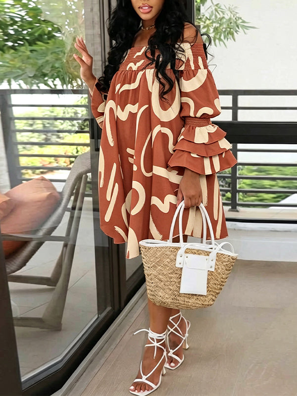 Printed Off-Shoulder Dress