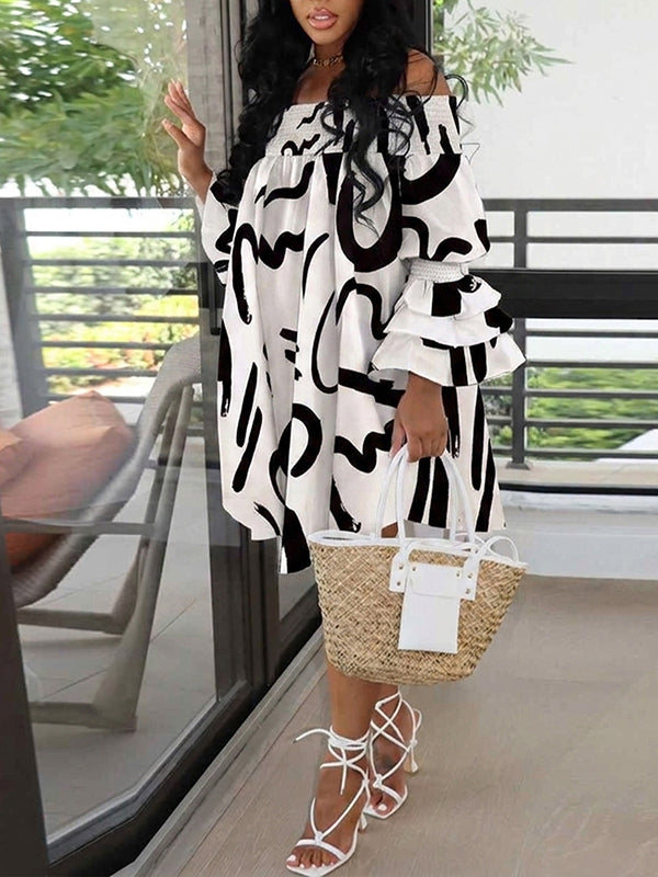 Printed Off-Shoulder Dress