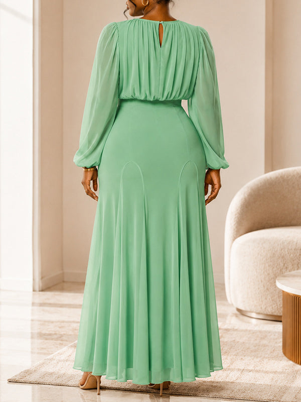Ruched High-Waist Maxi Dress
