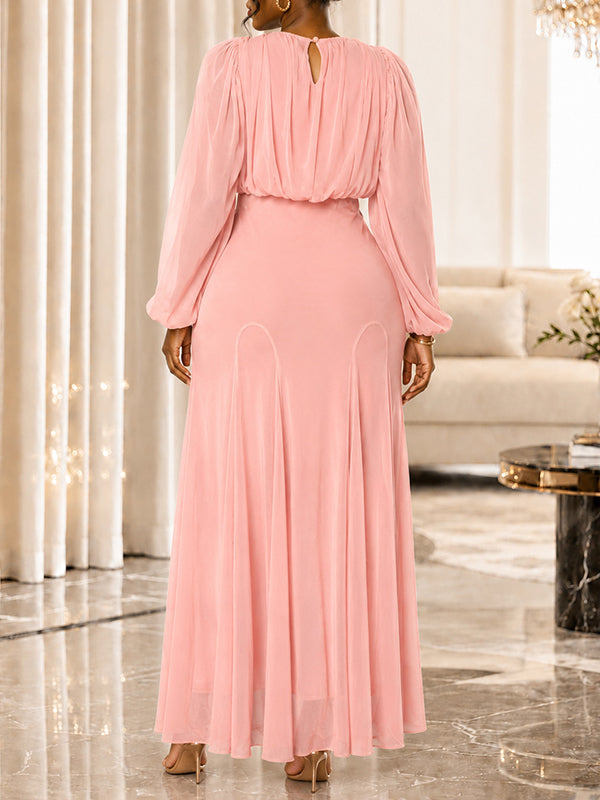 Ruched High-Waist Maxi Dress