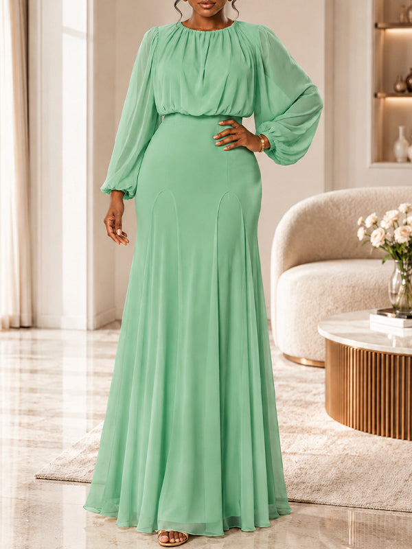 Ruched High-Waist Maxi Dress