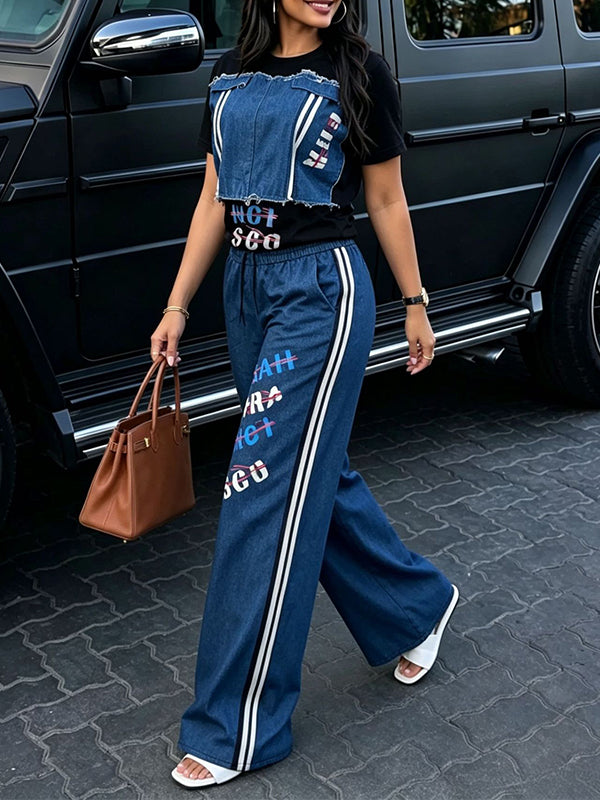Denim Combo Tee & Pants Set