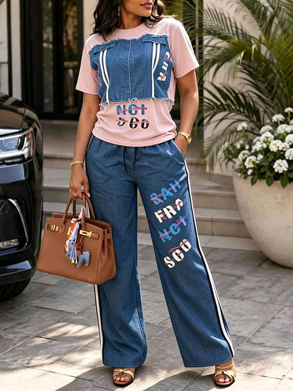 Denim Combo Tee & Pants Set