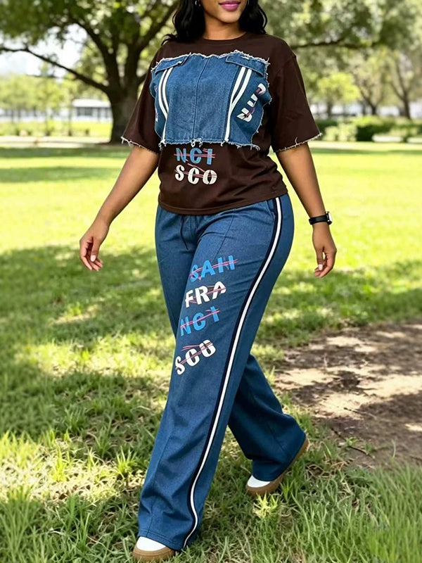Denim Combo Tee & Pants Set
