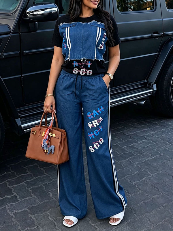 Denim Combo Tee & Pants Set
