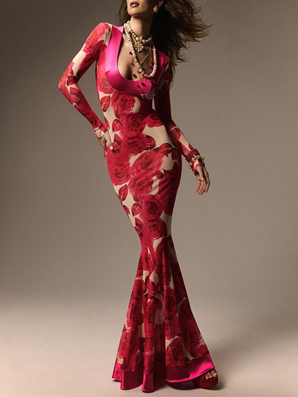 Floral Scoop-Neck Maxi Dress