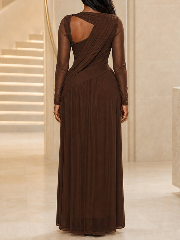 V-Neck Sheer Maxi Dress