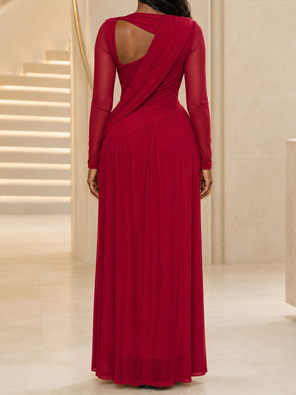 V-Neck Sheer Maxi Dress