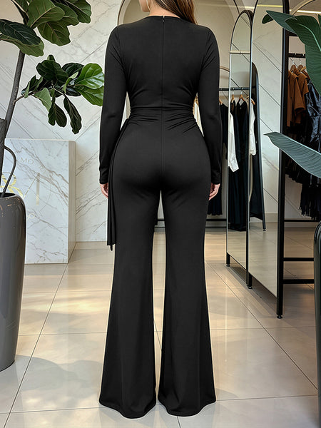 V-Neck Draped Jumpsuit