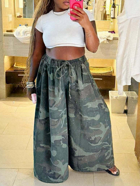 Camo Wide-Leg Pants
