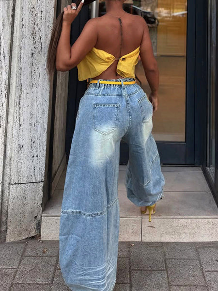 Ripped Wide-Leg Jeans