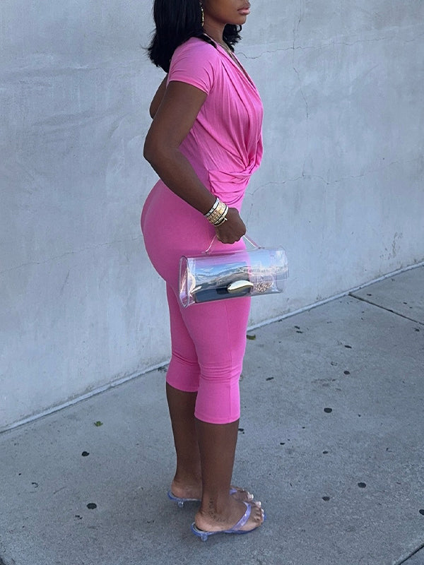 V-Neck Capri Pants Set