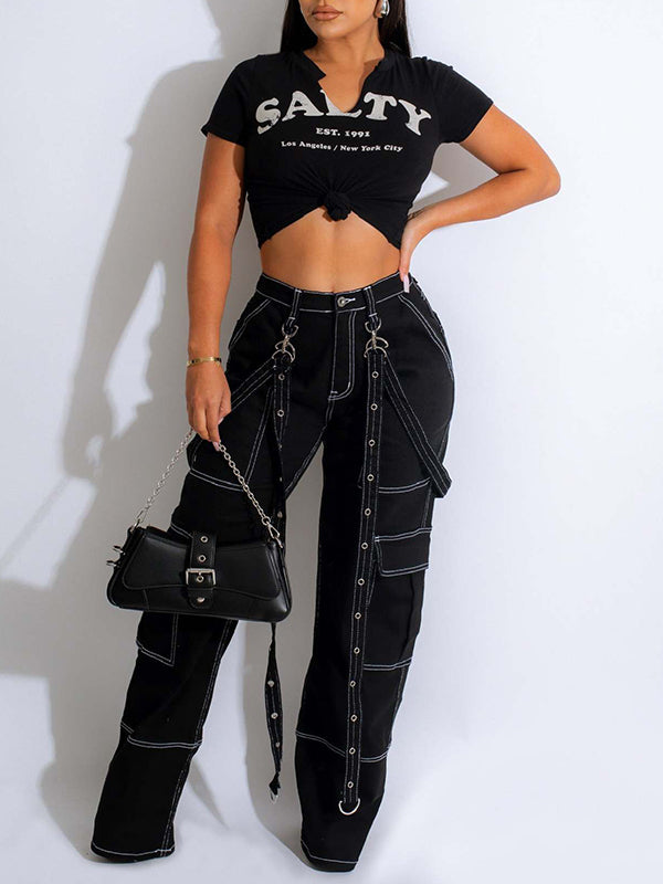 Topstitching Cargo Jeans
