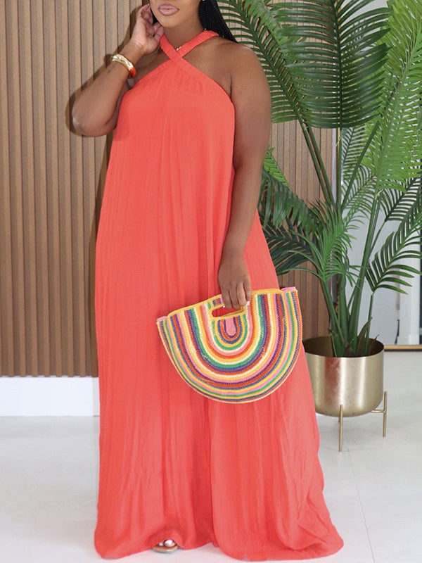 Solid Halter Maxi Dress