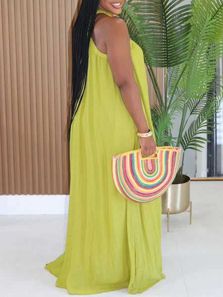 Solid Halter Maxi Dress