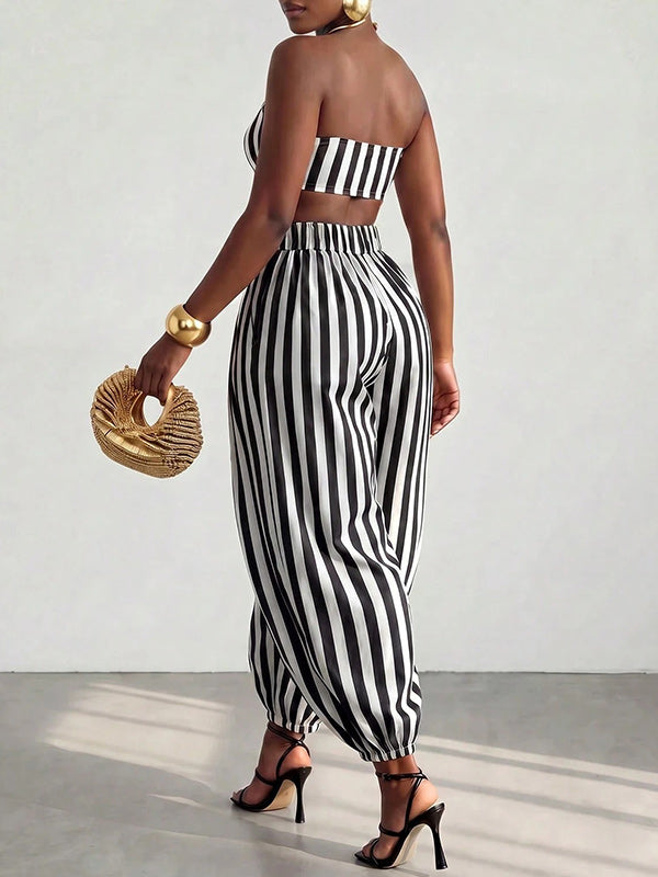 Stripe Tube Top & Bloomer Pants Set